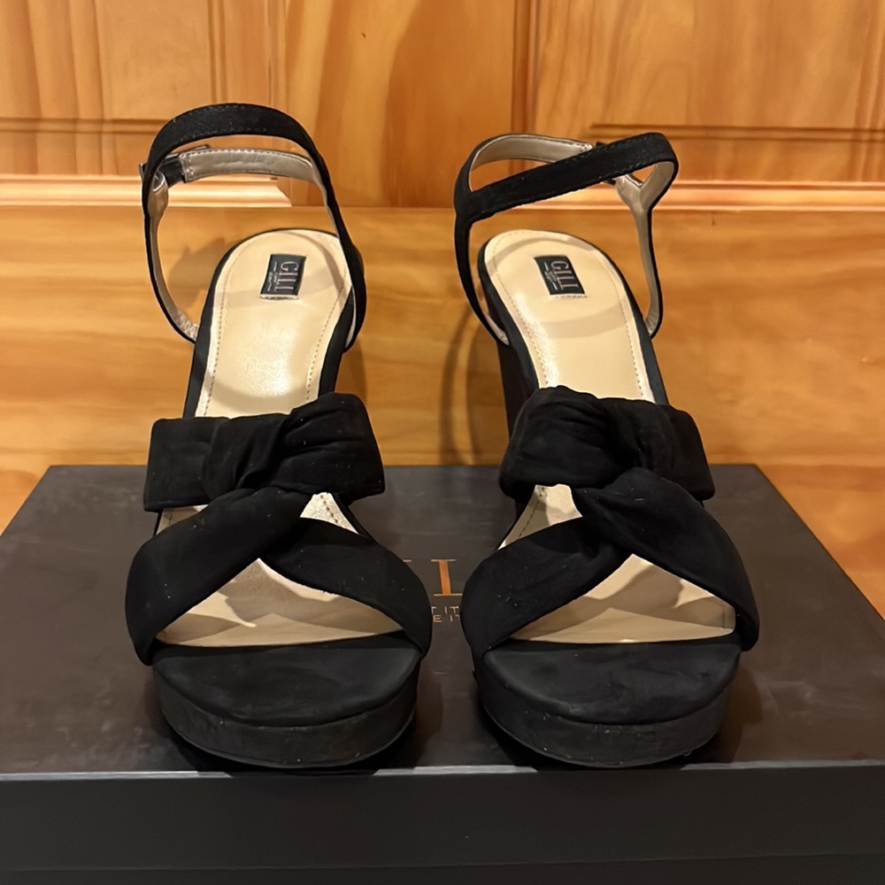 G.I.L.I. Knotted Front Wedge Ankle Strap Kahlie Black - Picture 8 of 14